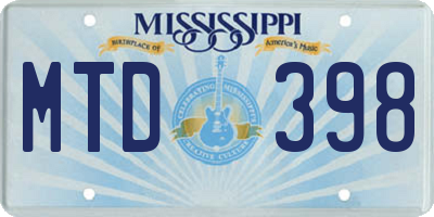 MS license plate MTD398