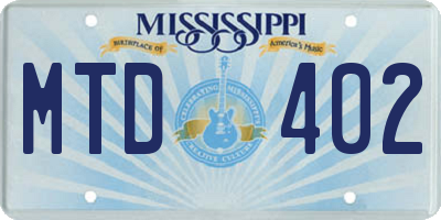 MS license plate MTD402