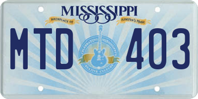 MS license plate MTD403