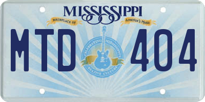 MS license plate MTD404