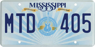 MS license plate MTD405