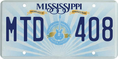 MS license plate MTD408
