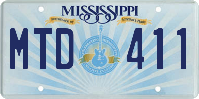 MS license plate MTD411