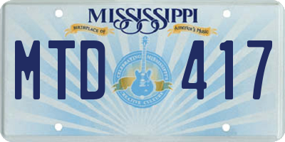 MS license plate MTD417