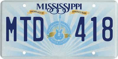 MS license plate MTD418