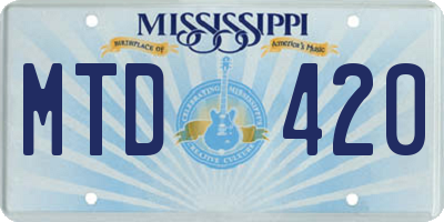 MS license plate MTD420