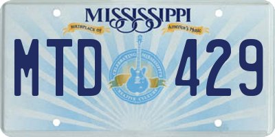 MS license plate MTD429