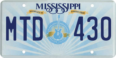 MS license plate MTD430