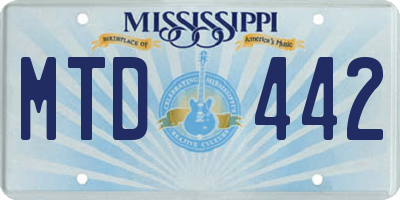 MS license plate MTD442