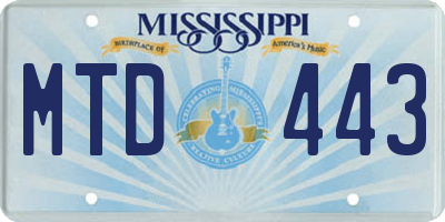 MS license plate MTD443