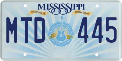 MS license plate MTD445