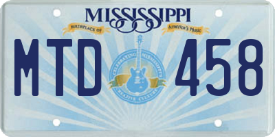 MS license plate MTD458