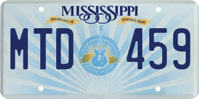 MS license plate MTD459