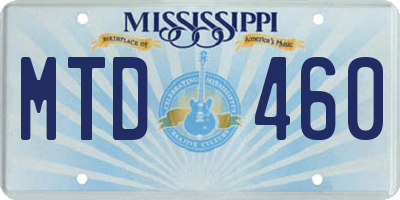 MS license plate MTD460