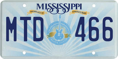 MS license plate MTD466