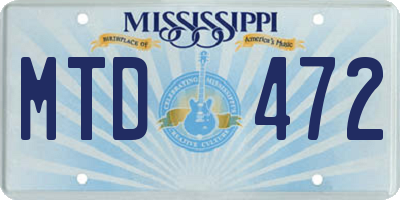MS license plate MTD472