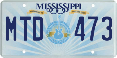 MS license plate MTD473