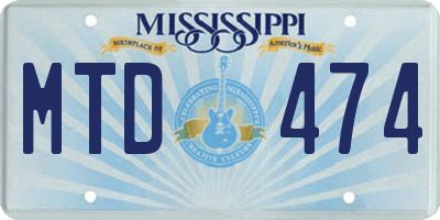 MS license plate MTD474