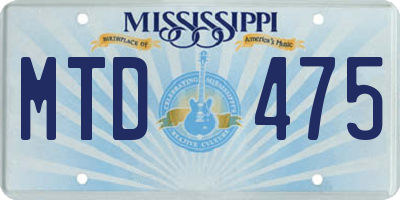 MS license plate MTD475