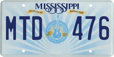 MS license plate MTD476