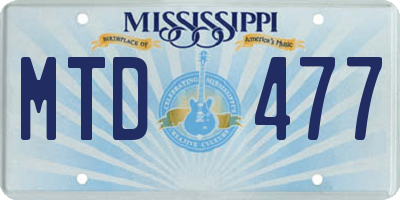 MS license plate MTD477