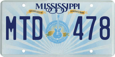 MS license plate MTD478