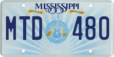 MS license plate MTD480