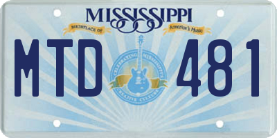 MS license plate MTD481