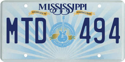 MS license plate MTD494