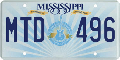 MS license plate MTD496