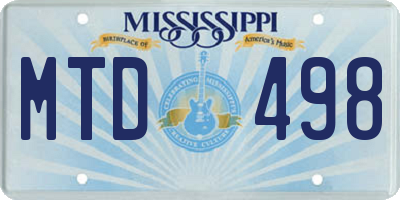 MS license plate MTD498
