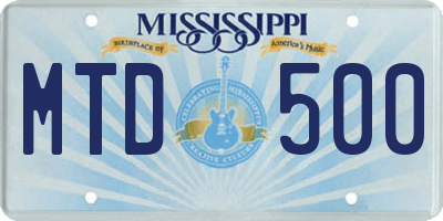 MS license plate MTD500