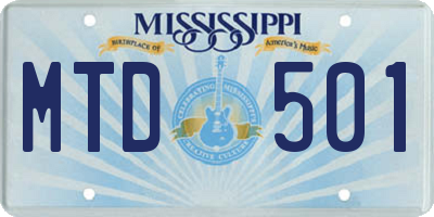 MS license plate MTD501