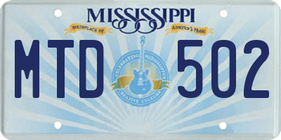 MS license plate MTD502