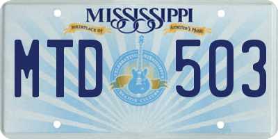 MS license plate MTD503