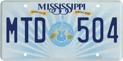 MS license plate MTD504