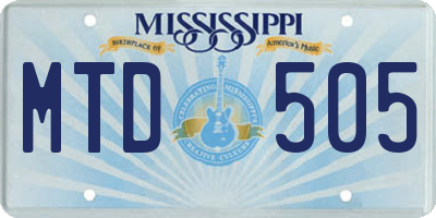 MS license plate MTD505