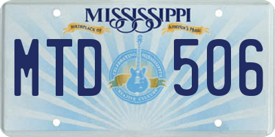 MS license plate MTD506