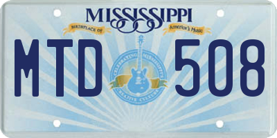 MS license plate MTD508