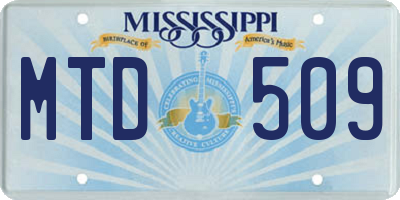 MS license plate MTD509