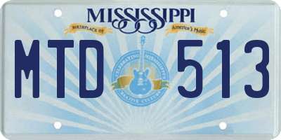 MS license plate MTD513