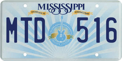 MS license plate MTD516