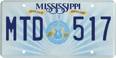 MS license plate MTD517
