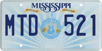 MS license plate MTD521