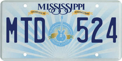 MS license plate MTD524