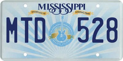 MS license plate MTD528