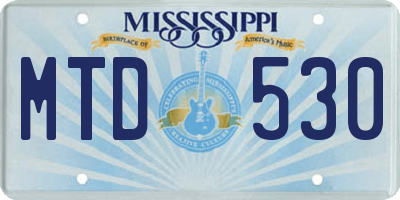 MS license plate MTD530