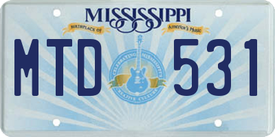 MS license plate MTD531
