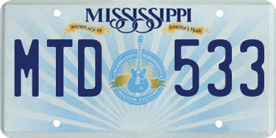 MS license plate MTD533