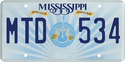 MS license plate MTD534